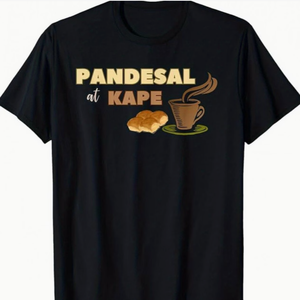 Camiseta gráfica Pandesal at <span class=keywords><strong>Kape</strong></span> para hombre, camiseta de manga corta con diseño de desayuno filipino, café y pan, ropa informal con temática culinaria. - Product Image 1