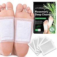 Vente en gros de patchs détoxifiants pour les pieds à base d'herbes naturelles, de romarin, de bambou et de gingembre en poudre, pour améliorer le sommeil, soulager le stress et nettoyer en profondeur.
