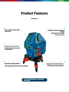 <span class=keywords><strong>Niveau</strong></span> <span class=keywords><strong>laser</strong></span> <span class=keywords><strong>Bosch</strong></span> GLL 50-15XG à faisceau <span class=keywords><strong>vert</strong></span>, <span class=keywords><strong>laser</strong></span> croisé 5 lignes avec pointe plombante, auto-nivelant, portée 15 m, outil de mesure professionnel - Product Image 5