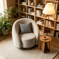 Fauteuil décontracté de luxe léger, inspiré des designers, en tissu nordique, pivotant, une place, pieds en bois, haute élasticité, pour salons