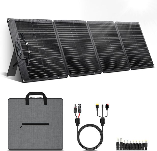 200W Portable Solar Panel for Power Station,23.7% High Efficiency Foldable Solar Panel with Adjustable Kickstand
