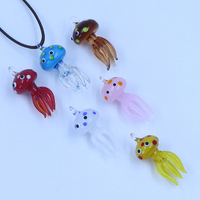 Collier pendentif méduse colorée en verre soufflé inspiré de Murano, fait main, pour la création de bijoux, cadeau mignon pour femme