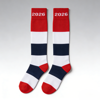 Chaussettes de football à séchage rapide pour hommes et jeunes, lettres personnalisées, mélange de spandex durable, anti-odeur, motif 3D, échantillon gratuit