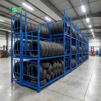 Étagère à pneus pliable et empilable en acier doux Q235 avec revêtement en poudre
