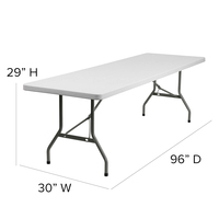 Table pliante HDPE en plastique solide blanc de 8 pieds pour événements 8-10 places 240cm vente en gros
