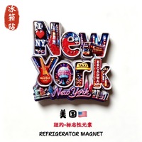 Aimant de réfrigérateur 3D créatif USA New York, motif lettres et architecture emblématique, souvenir de voyage et décoration intérieure