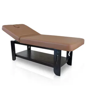 Solid Wood Base Massage Table with Drawer Thai SPA Bed Wholesalers Physiotherapy Treatment Bed for Health Center