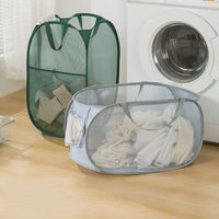 Vente en gros Sacs à linge pop-up en maille Panier à linge Sac à linge pliable en maille