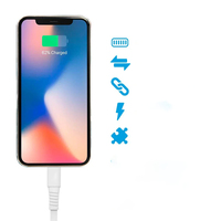 Cable USB Ukalun al por Mayor, 4 Hilos, 1.2 Metros, PVC, 8 Pines, Logotipo Personalizado para iPhone con Salida de 5V 2.4A en Forma Plana