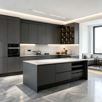 Armário de Cozinha Moderno Italiano Personalizado de Luxo Minimalista Ecológico com Acabamento de Alto Brilho e Sem Puxadores