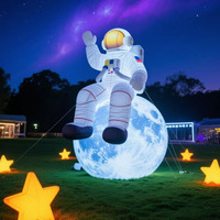 Modèle gonflable publicitaire lumineux personnalisé de la Lune de la Fête de la Mi-Automne, motif dessin animé, avec poèmes décoratifs, 10ft x 10ft x