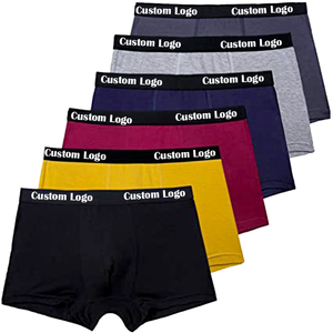 Boxers pour hommes adultes avec logo personnalisé sur la ceinture, 100% coton, taille classique, tissu respirant tricoté, couleur unie, séchage rapide - Product Image 2