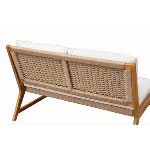 Ensemble de canapés d'extérieur modernes en bois d'acacia avec coussins pour hôtel, complexe hôtelier, patio, résistant aux UV, tressage de corde rond, respirant - Product Image 3