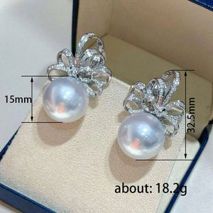 Orecchini a perno con fiocco e perline per donna, design dolce ed elegante, accessori per l'orecchio da indossare tutti i giorni - Product Image 4