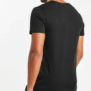 Camiseta Interior de Diseño para Hombre Más Vendida 95% Algodón 5% Spandex Color Sólido Cuello Redondo Lisa - Product Image 4