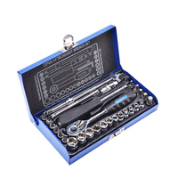 Jeu de clés à cliquet à 72 dents, 33 pièces, kit d'outils à douilles en chrome vanadium avec coffret métallique
