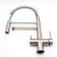 Pulvérisateur à ressort à double bec robinets d'évier de cuisine robinet de filtre à eau robinet d'évier à 3 voies
