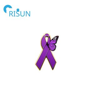 Fabricación de cinta púrpura, esmalte suave y duro, conciencia de la <span class=keywords><strong>violencia</strong></span> doméstica, alfileres, nunca te rindas, alfileres de solapa - Product Image 3