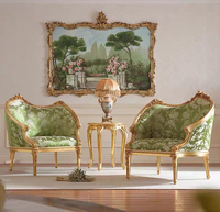 Fauteuil de style européen antique sculpté, en tissu luxueux, pour balcon et salon, fauteuil individuel en bois massif pour le loisir