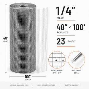 Hardware Cloth 48 In x 100 Ft 1/4 Inch <b>Mesh</b> 23 Gauge Galvanized Wire for Cages - Product Image 2