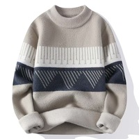 Pull-over d'hiver pour homme en gros, marque privée, fin, en nylon/coton, anti-rétrécissement, séchage rapide, respirant, motif 3D, blocs de couleur