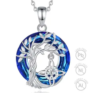 Changda 925 sterling silver premium austrian crystal jewelry austrian crystal s925 witch knot necklace jewelry