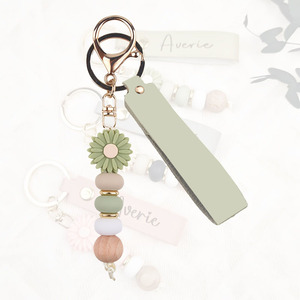 Porte-clés Silicone Perles Marguerite Fleur Breloque Sac Dragonne Poignet Fait Main Style Coréen Cadeau pour Femme - Product Image 3