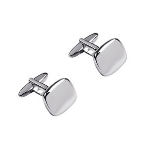 Gemelli Arrotondati 14x17 mm Finitura Argento Lucido per Abbigliamento Formale da Uomo - Product Image 1