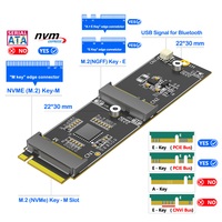 Adaptateur HLT M.2 vers NVMe SSD & WiFi/ Carte adaptateur prenant en charge les périphériques 2230 Key-E/M, compatible PCIe avec fente NVMe supplémentaire