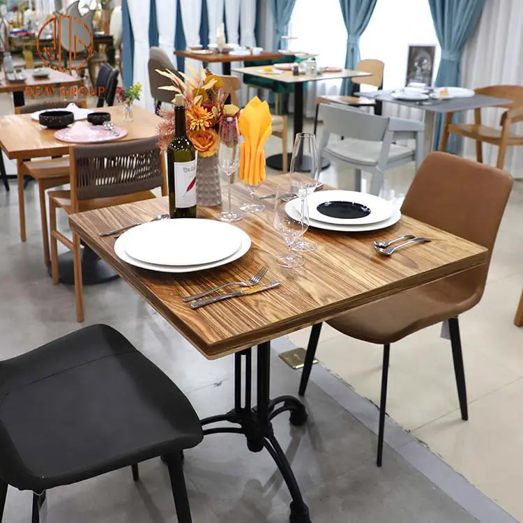 Grosir Set furnitur restoran Hotel mewah ringan Modern bangku meja dan kursi restoran kayu