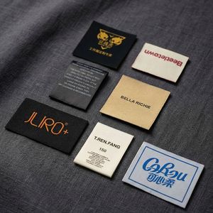 Étiquettes tissées personnalisées découpées au laser, étiquettes OEM pour vêtements, t-shirts, logo de marque personnalisé - Product Image 2