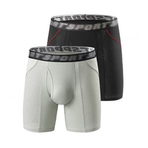 Alta calidad malla transpirable moda frente abierto logotipo personalizado poliéster secado rápido hombres deporte Fitness Boxer ropa interior para hombres - Product Image 2