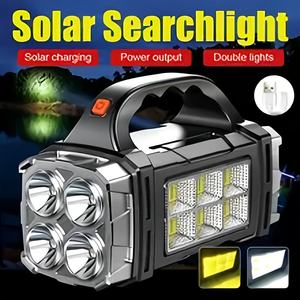 ไฟฉาย LED ชาร์จไฟได้ FD053 สว่างพิเศษ กันน้ำ สำหรับตั้งแคมป์ พลังงานแสงอาทิตย์ ชาร์จผ่าน USB ตัวเครื่องทำจาก ABS มาตรฐาน IP65 ความสว่าง 500 ลูเมนส์ - Product Image 3