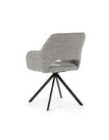 Chaise de salle à manger moderne rembourrée en tissu capitonné avec base métallique pivotante à 360 degrés et accoudoirs pour salon, repas et dîner