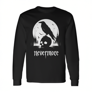 T-shirt à manches longues The Raven Nevermore, design gothique d'horreur, chemise noire à manches longues - Product Image 2