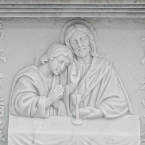 Mesa de Altar y Púlpito de Mármol Blanco Religioso Católico Tallado a Mano con Jesucristo - Product Image 4
