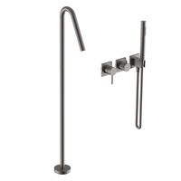 Robinet de baignoire mural gris anthracite en laiton, monocommande, avec cartouche céramique thermostatique et jets doux