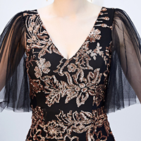 16272 # la robe de soirée musulmane arabe royale noir longues robes de soirée robe indienne demoiselles d'honneur