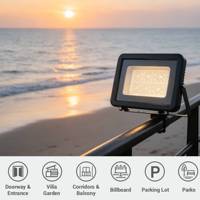 Reflector LED OUTLUX E028 de 100W IP65 de Aluminio con Luz Blanca Cálida y Ángulo de Haz de 120° para Iluminación de Almacenes y Estadios