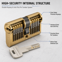 Cylindres de serrure de porte en alliage de zinc et aluminium de haute sécurité Euro Brass