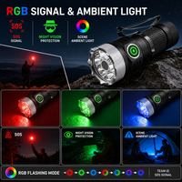 Lampe torche LED multifonctionnelle EDC 1000LM blanche avec RGB et UV 365nm, rechargeable 18350, torche de poche à queue magnétique
