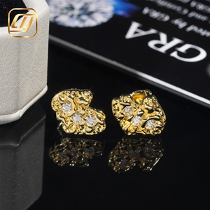 Boucles d'oreilles clous en moissanite de forme irrégulière, en argent S925, serties de diamants en forme de pépites, gravées CNC, bijoux hip-hop pour hommes - Product Image 6