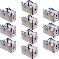 Sacs de rangement pliables extra-larges en polypropylène robustes avec fermetures éclair et poignées de transport - Réutilisables pour le voyage et le camping (Sacs Bohèmes)