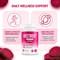 Poudre de racine de betterave en capsules végétales 1300mg 60 unités Supplément d'extrait végétal OEM Marque privée