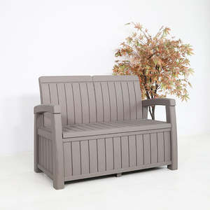 Outdoor Furniture Backyard <strong>Garden</strong> Patio Weather-Proof Armchair <strong>Plastic</strong> 3 Seater Waiting Sofa <strong>Bench</strong> with <strong>Storage</strong> Box - Product Image 1