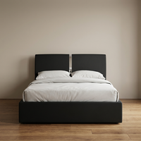 Lit plateforme moderne et simple en cuir Willsoon, taille double, avec cadre en bois massif pour mobilier de maison, fabriqué en Chine par une usine de lits.