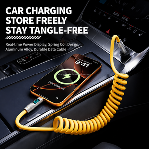 Câble de données USB-C vers Type-C à charge rapide PD 100W, rétractable à ressort, avec affichage numérique LED et transfert de données pour <span class=keywords><strong>iPhone</strong></span>/tablette/voiture - Product Image 6