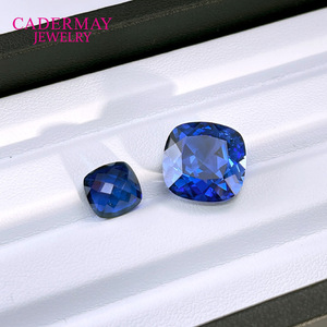 Cadarmay Jewelry Synthetic Sapphire Loose Gemstone Princess Square Blue For Jewelry Making 4x4mm To 15x15mm - Product Image 2
