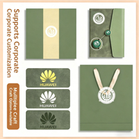 Ensemble cadeau d'entreprise haut de gamme, carnet A5 en cuir PU vert avec personnalisation et impression à l'écran, stylo cadeau d'affaires