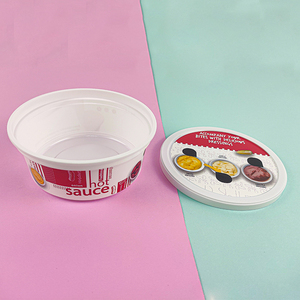 Tazón Redondo de PP para Salsas con Tapa, 250g, Impresión IML, Envase para Salsas Picantes, Recipiente para Almacenamiento de Alimentos, 98mm, Etiqueta Digital - Product Image 1